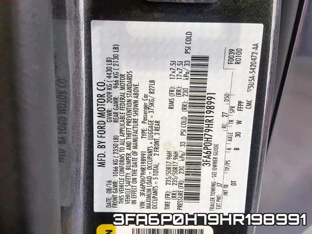 3FA6P0H79HR198991 фото 2