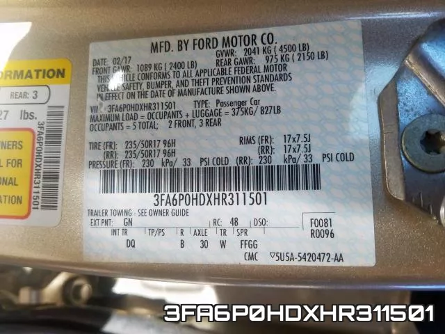 3FA6P0HDXHR311501 фото 2