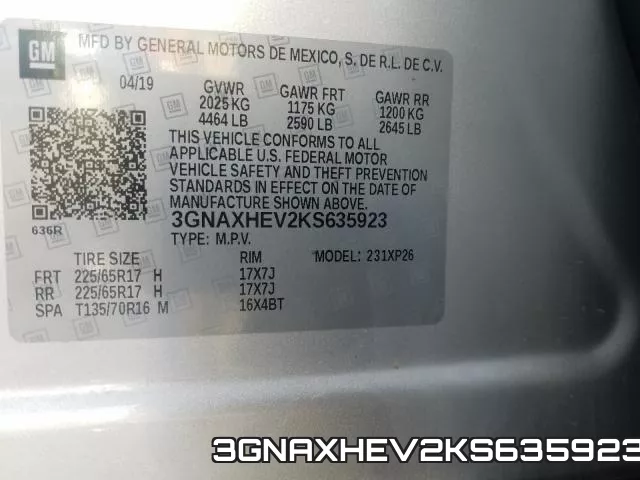 3GNAXHEV2KS635923 фото 2
