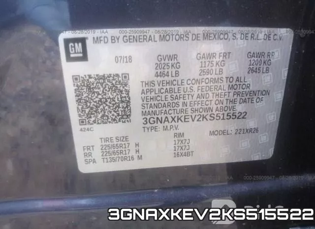 3GNAXKEV2KS515522 фото 10
