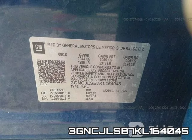 3GNCJLSB7KL164045 фото 10