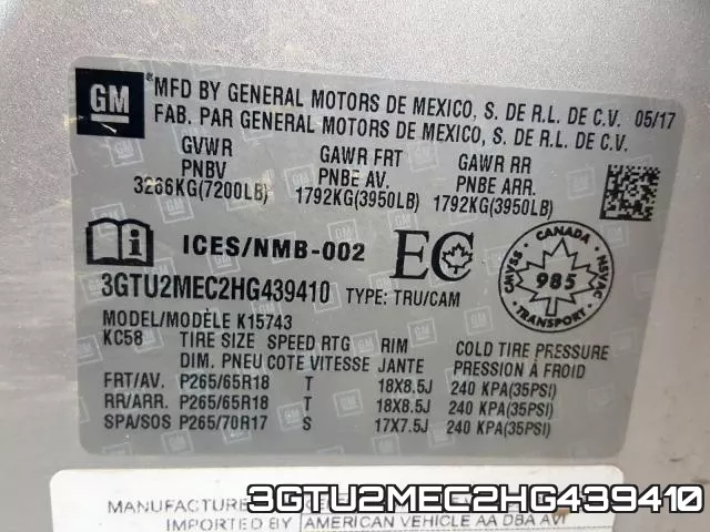 3GTU2MEC2HG439410 фото 2