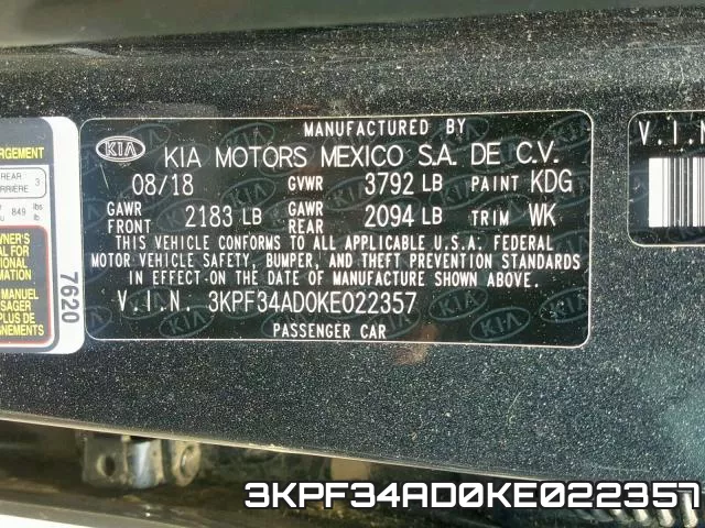 3KPF34AD0KE022357 фото 2