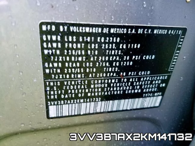3VV3B7AX2KM141732 фото 2