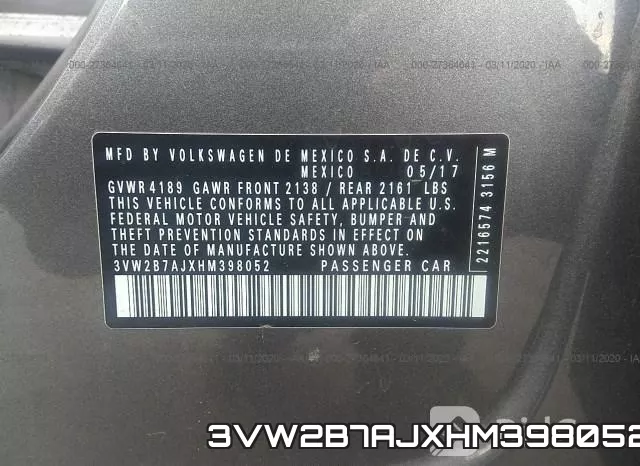 3VW2B7AJXHM398052 фото 10