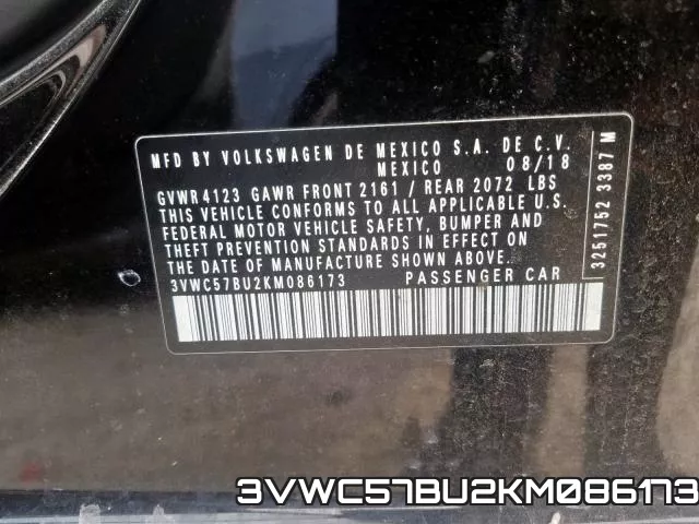 3VWC57BU2KM086173 фото 2