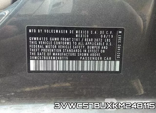 3VWC57BUXKM248115 фото 10