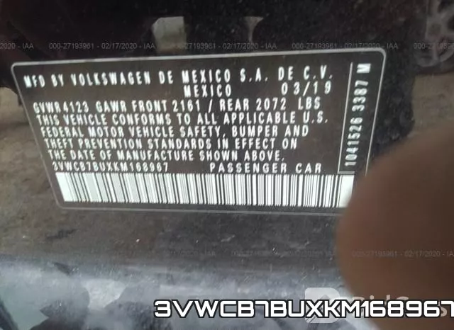 3VWCB7BUXKM168967 фото 10