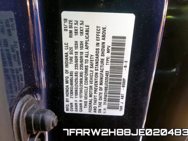 7FARW2H88JE020483 фото 2