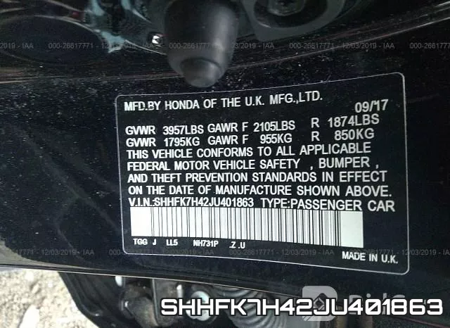 SHHFK7H42JU401863 фото 10