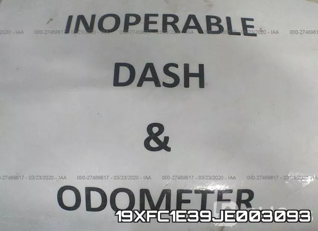 19XFC1E39JE003093 фото 8