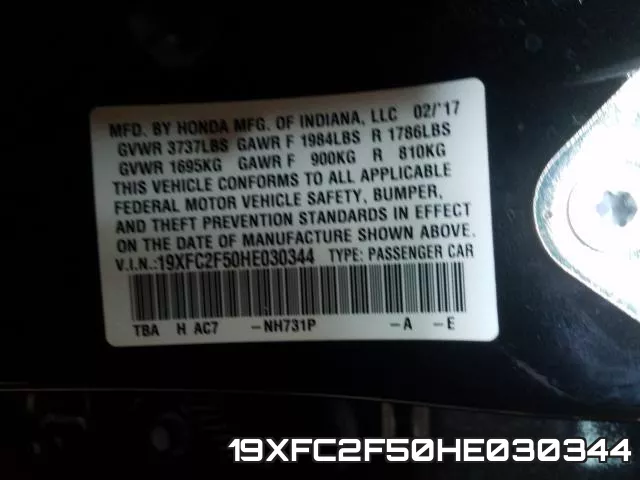 19XFC2F50HE030344 фото 2