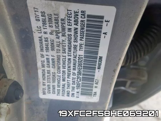 19XFC2F58HE069201 фото 2