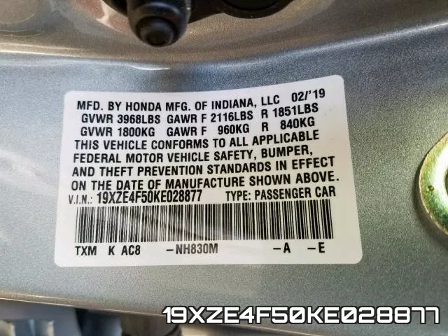 19XZE4F50KE028877 фото 2