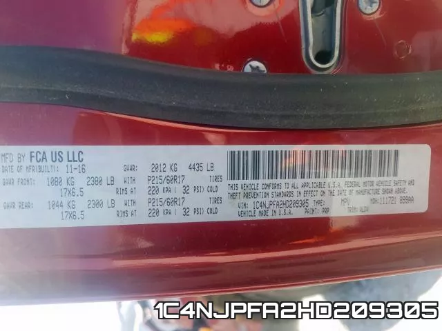 1C4NJPFA2HD209305 фото 2