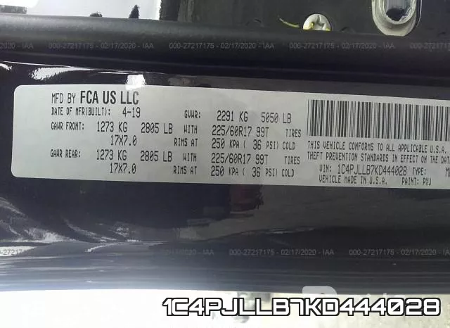 1C4PJLLB7KD444028 фото 10