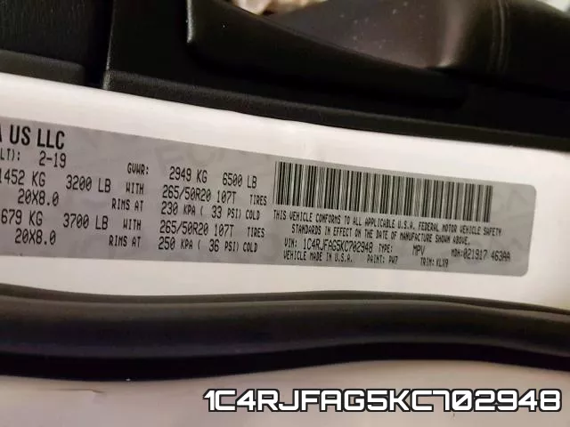 1C4RJFAG5KC702948 фото 2