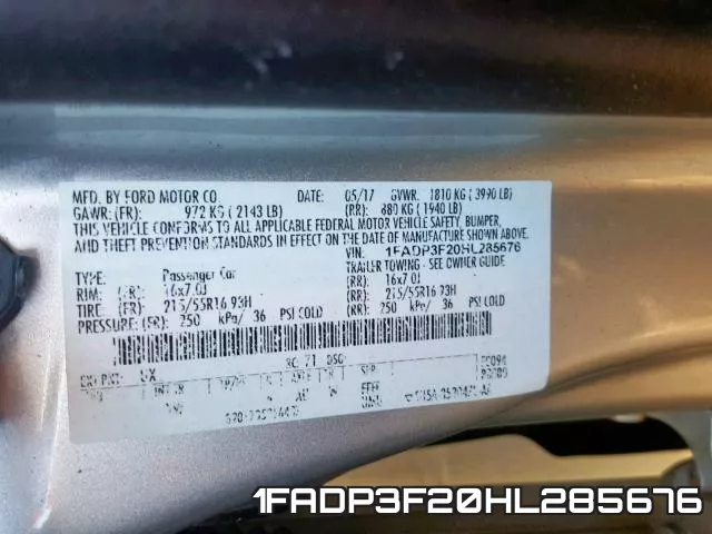 1FADP3F20HL285676 фото 2