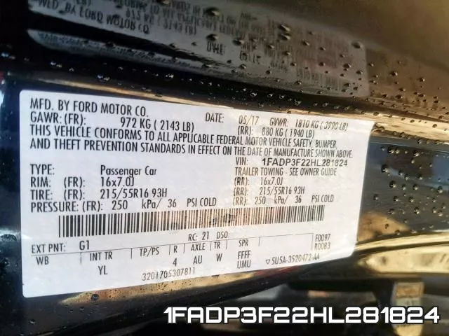 1FADP3F22HL281824 фото 2