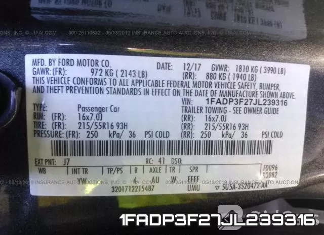 1FADP3F27JL239316 фото 10