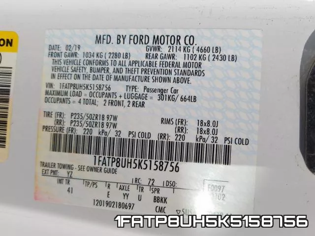 1FATP8UH5K5158756 фото 2
