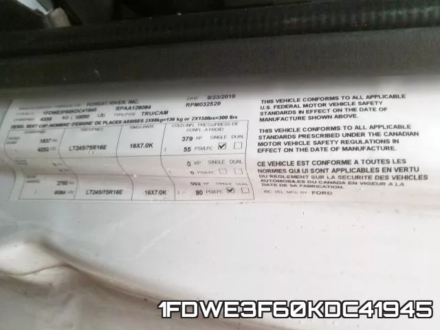 1FDWE3F60KDC41945 фото 2