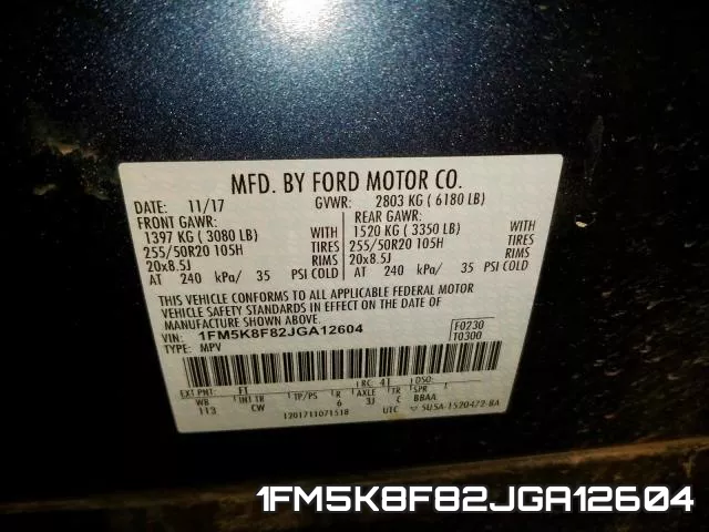 1FM5K8F82JGA12604 фото 2