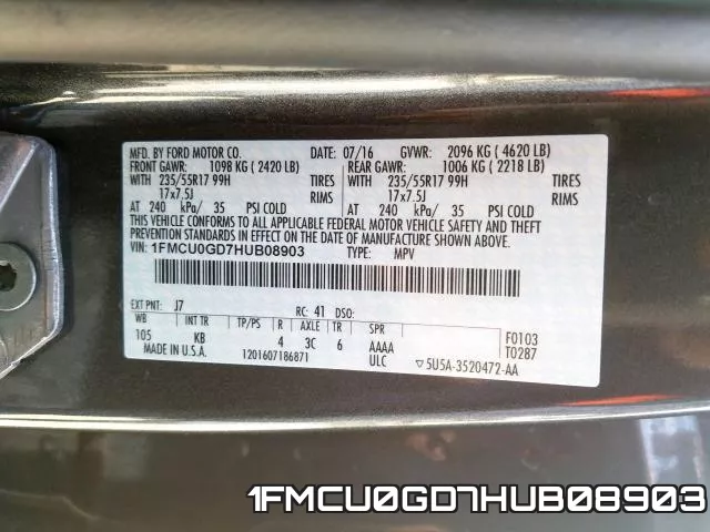 1FMCU0GD7HUB08903 фото 2