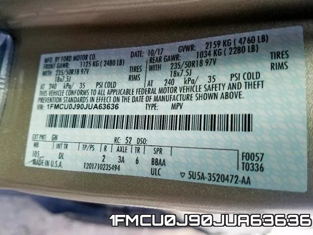 1FMCU0J90JUA63636 фото 2