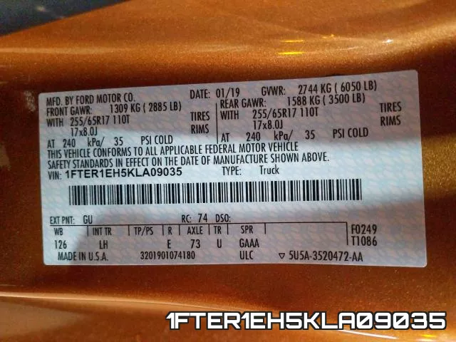 1FTER1EH5KLA09035 фото 2