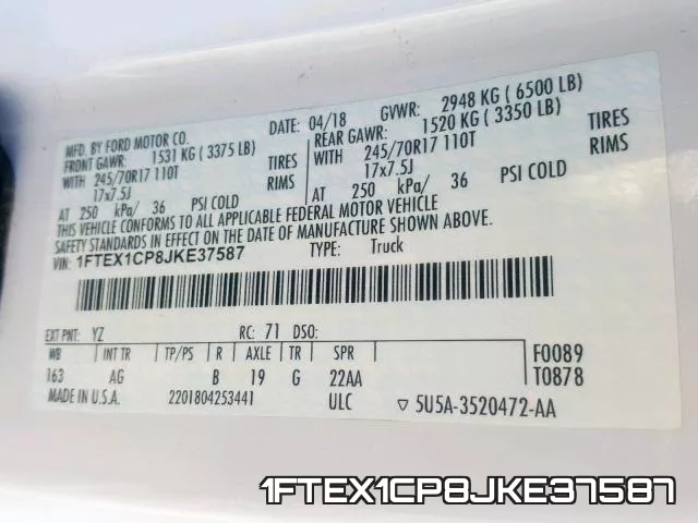 1FTEX1CP8JKE37587 фото 2