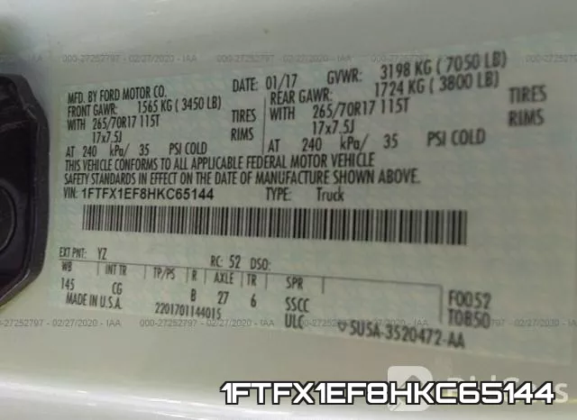 1FTFX1EF8HKC65144 фото 10