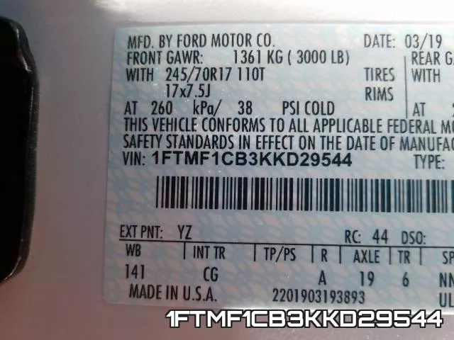 1FTMF1CB3KKD29544 фото 2