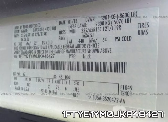 1FTYE1YM0JKA48427 фото 10