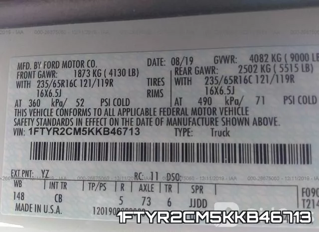 1FTYR2CM5KKB46713 фото 10