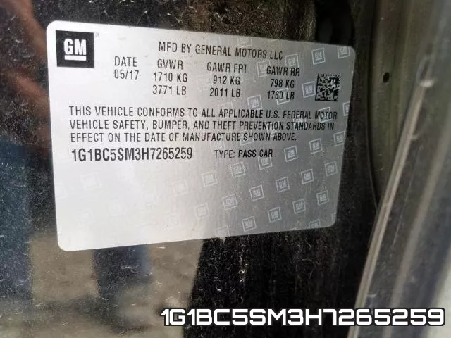1G1BC5SM3H7265259 фото 2