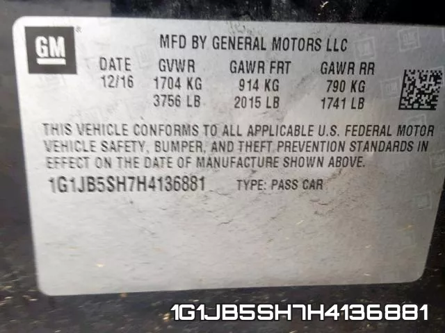 1G1JB5SH7H4136881 фото 2