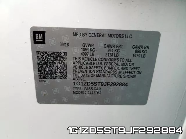 1G1ZD5ST9JF292884 фото 2