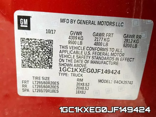 1GC1KXEG0JF149424 фото 2