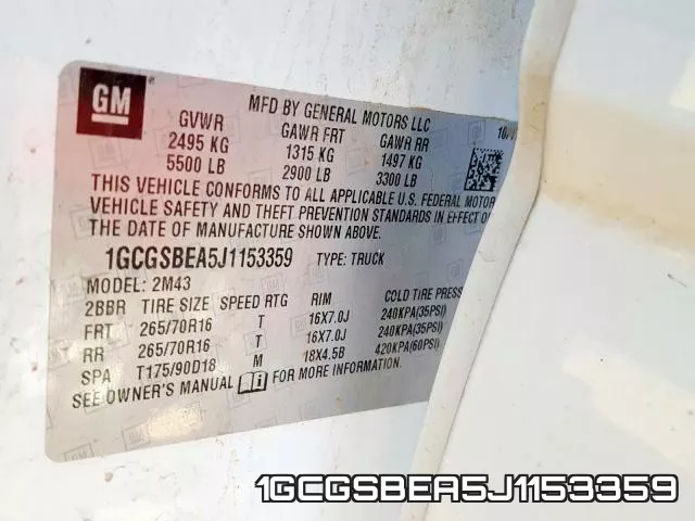 1GCGSBEA5J1153359 фото 2