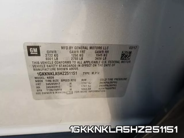 1GKKNKLA5HZ251151 фото 2
