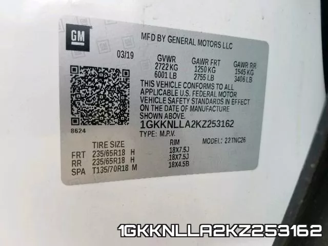 1GKKNLLA2KZ253162 фото 2