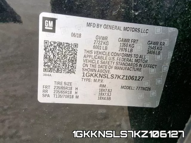 1GKKNSLS7KZ106127 фото 2