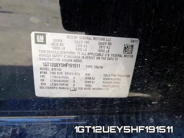1GT12UEY5HF191511 фото 2