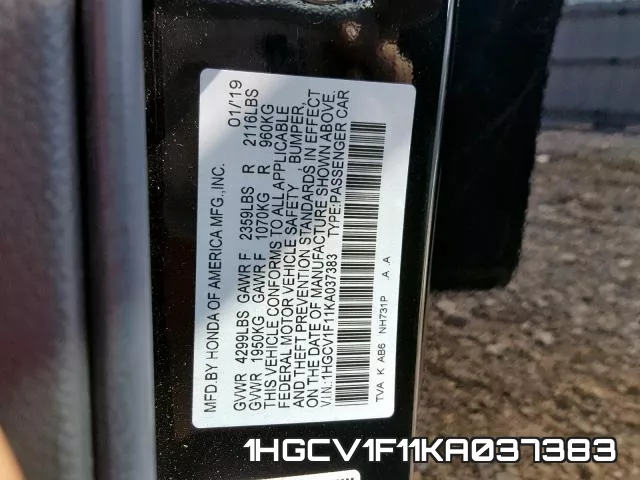 1HGCV1F11KA037383 фото 2