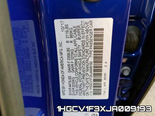 1HGCV1F3XJA009193 фото 2