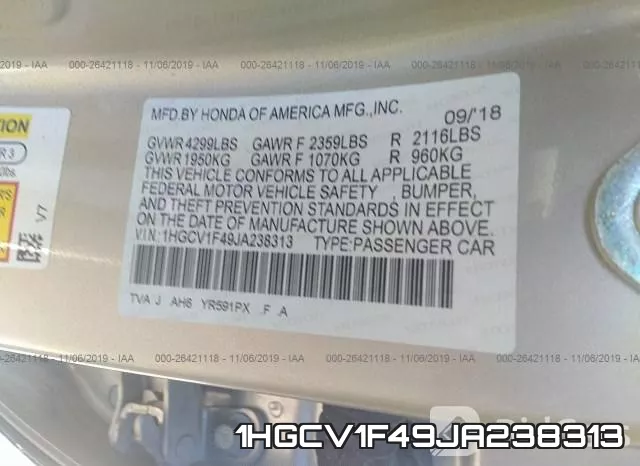 1HGCV1F49JA238313 фото 10
