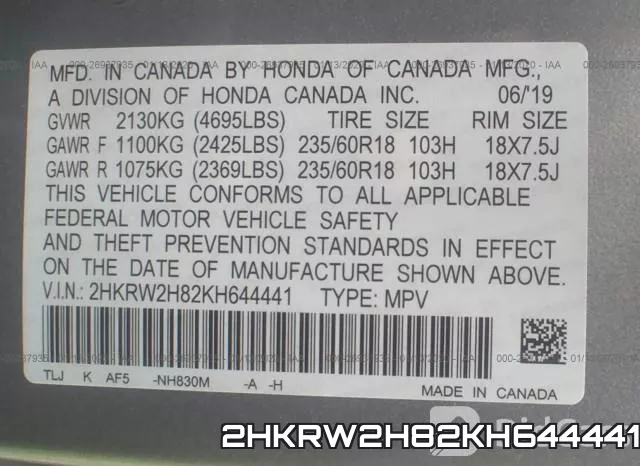 2HKRW2H82KH644441 фото 10
