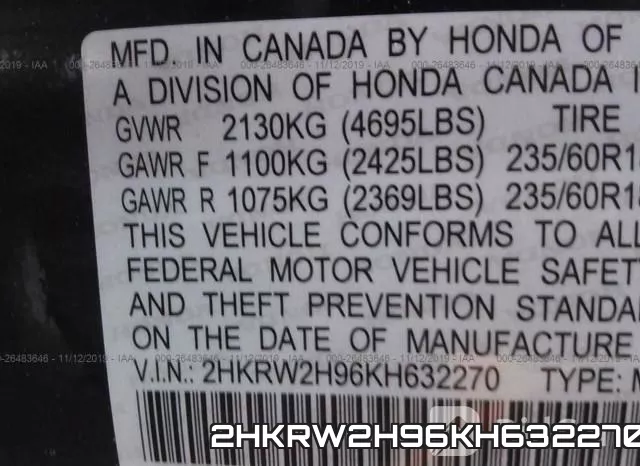 2HKRW2H96KH632270 фото 10