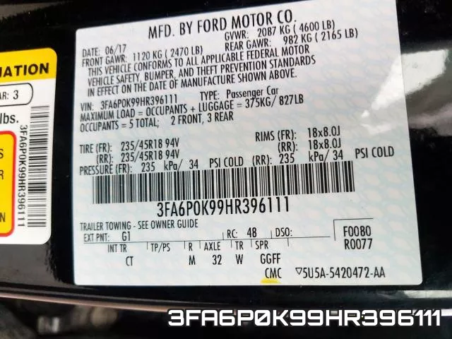 3FA6P0K99HR396111 фото 2